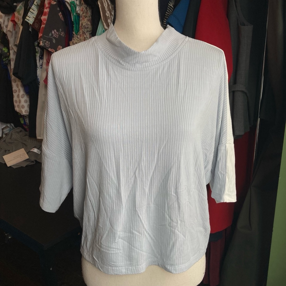 Women's Eve Gravel Blouse, Size M, White & Light Blue